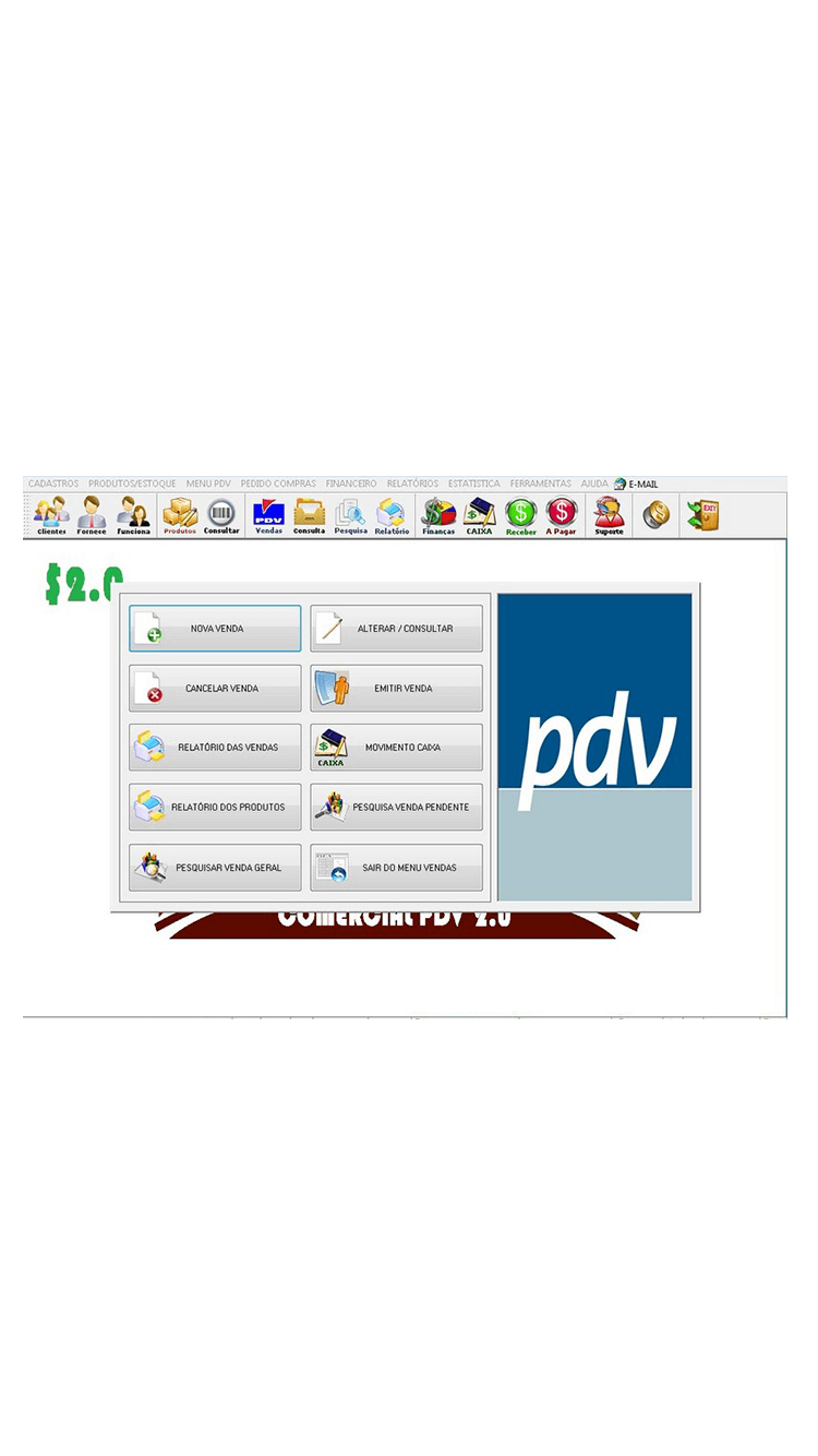 programa PDV frente de caixa